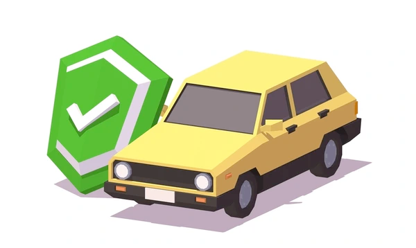 Stylized illustration of a car with a green checkmark indicating successful insurance verification